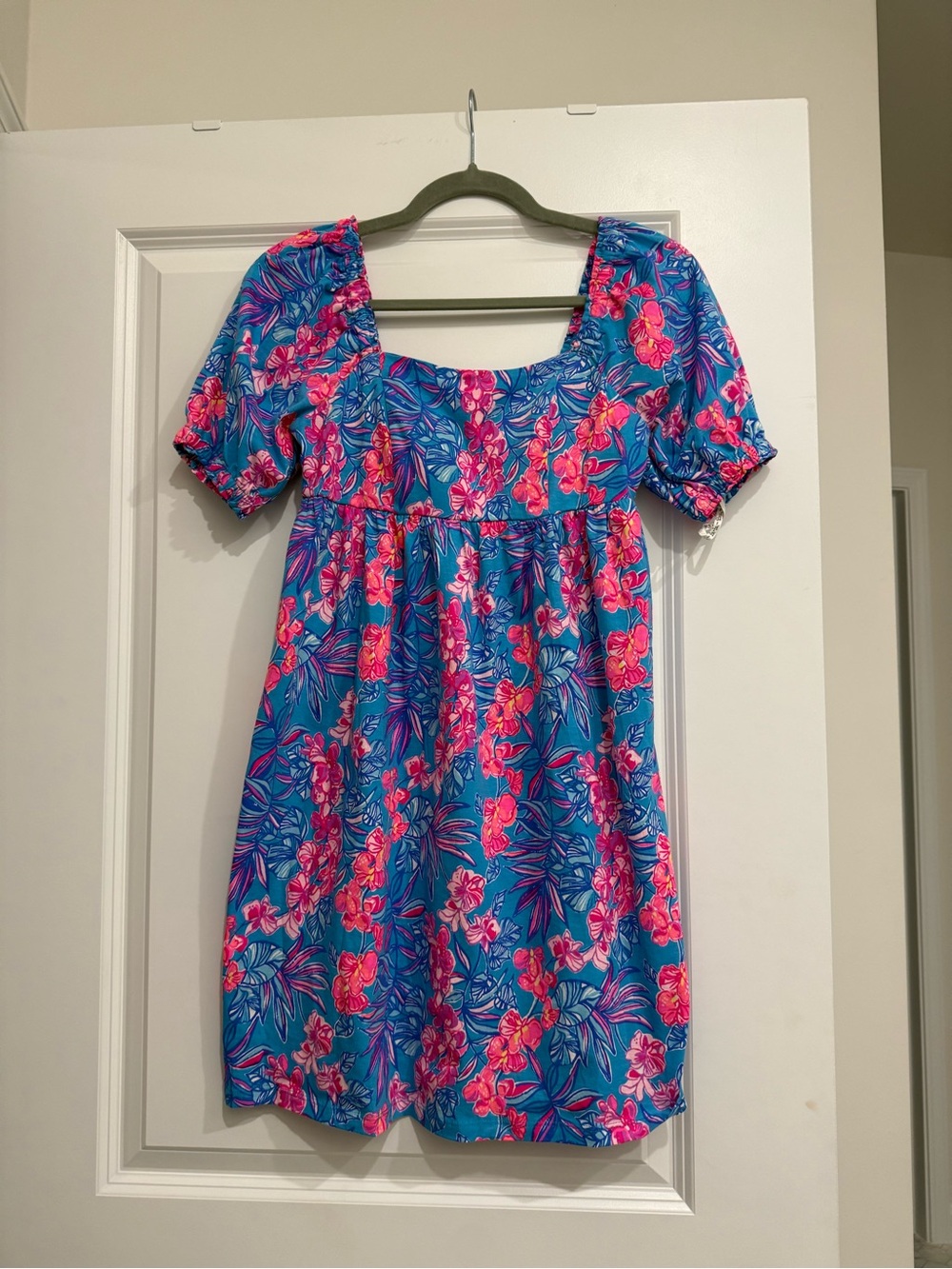 Lilly Pulitzer Turquoise Dress with Hot Pink Floral Print